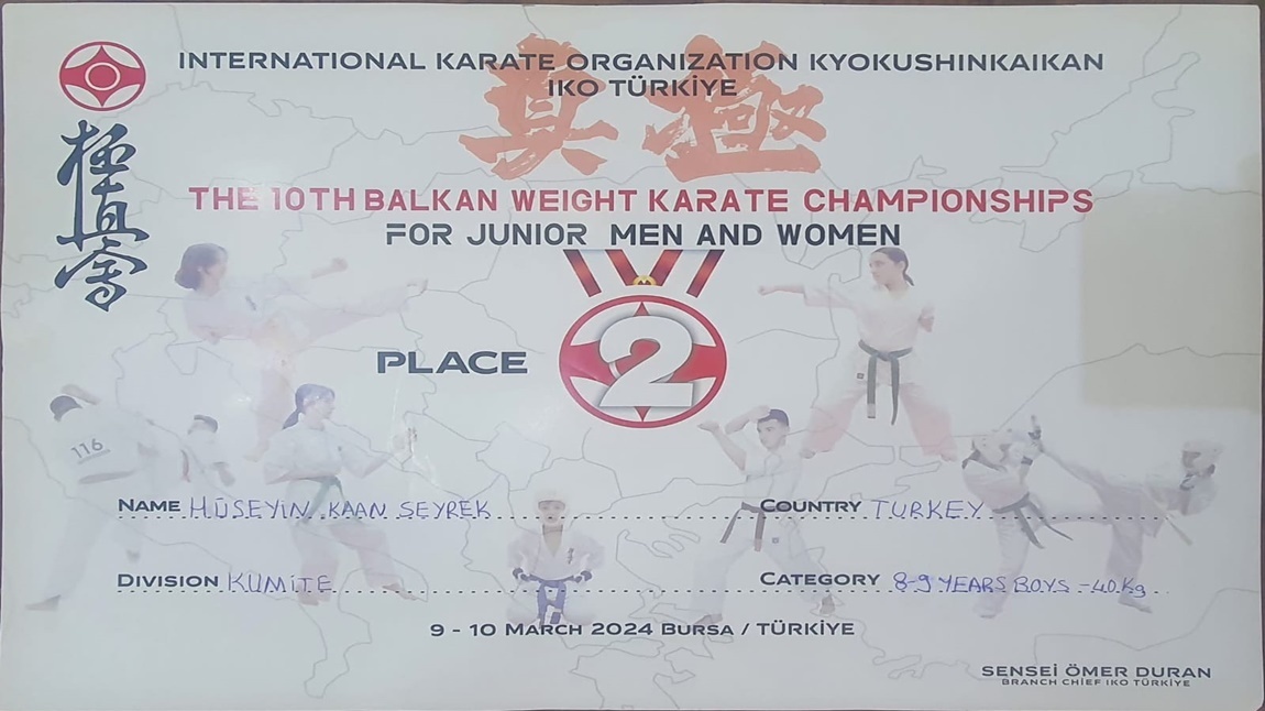 10. Balkan Kyokushin Karete Şampiyonasında Öğrencimizin Başarısı